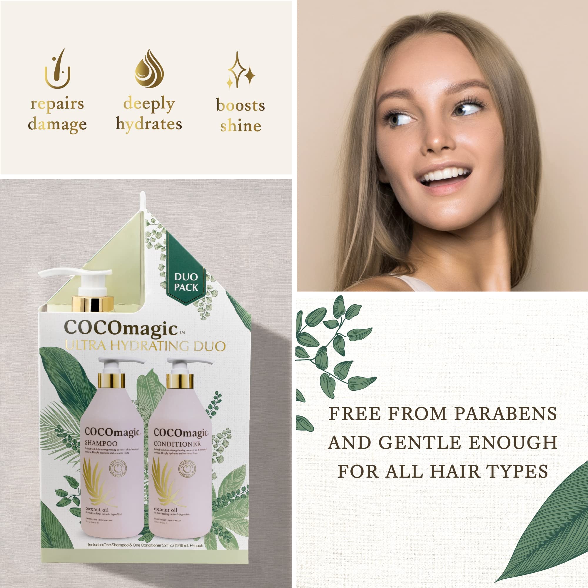 Amazon.com : CocoMagic Shampoo and Conditioner Duo - Infused with